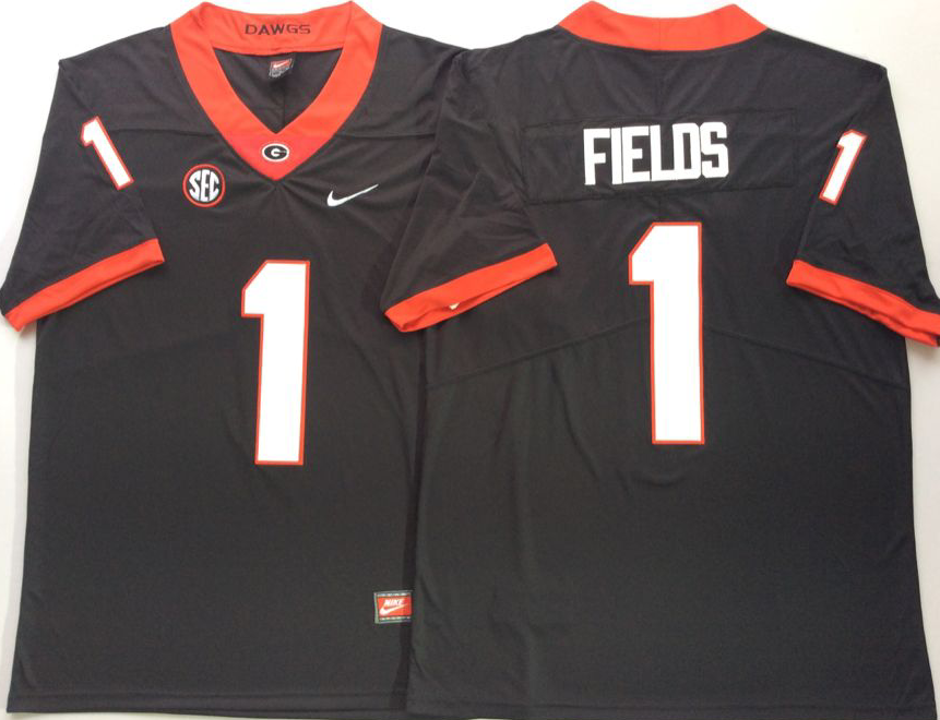 NCAA Men Georgia Bulldogs Black #1 FIELDS->ncaa teams->NCAA Jersey